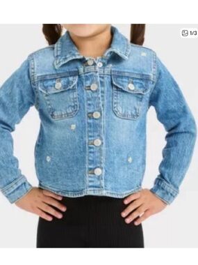 NWT Cat and Jack Girl's Size Xl / 14 Blue Denim Blue Jean Jacket